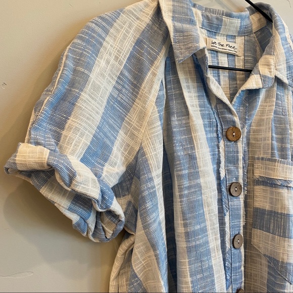 FREE PEOPLE Away At Sea Striped Linen Button Top - Picture 5 of 16